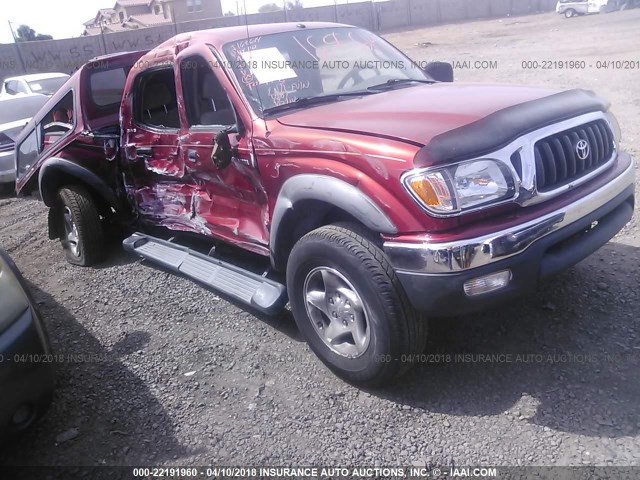 5TEHN72N82Z131878 - 2002 TOYOTA TACOMA DOUBLE CAB RED photo 1