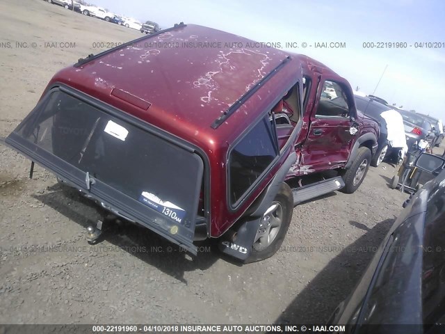 5TEHN72N82Z131878 - 2002 TOYOTA TACOMA DOUBLE CAB RED photo 4
