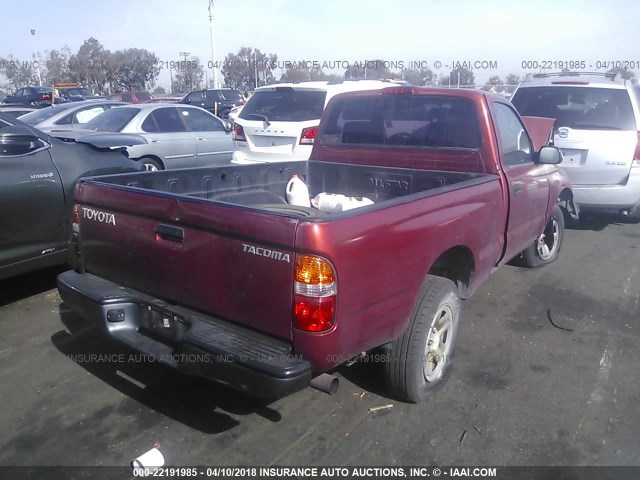 5TENL42N91Z785875 - 2001 TOYOTA TACOMA RED photo 4
