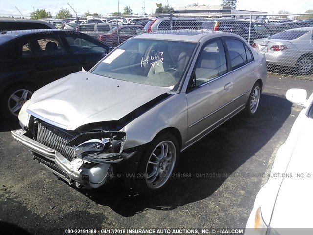 2HGES26711H508167 - 2001 HONDA CIVIC EX GOLD photo 2