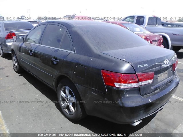 5NPEU46F06H146844 - 2006 HYUNDAI SONATA GLS/LX BLACK photo 3