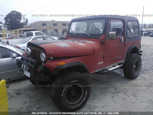 1JCCF87EXET019591 - 1984 JEEP JEEP CJ7 RED photo 2