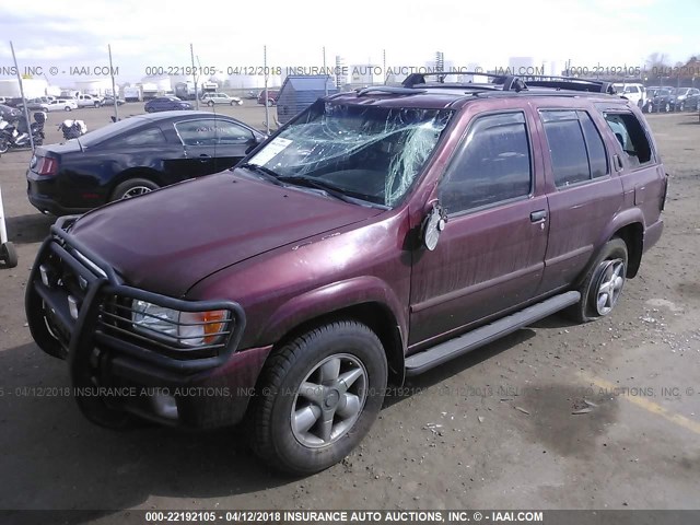 JN8DR09Y81W605449 - 2001 NISSAN PATHFINDER LE/SE/XE BURGUNDY photo 2