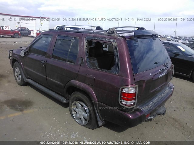 JN8DR09Y81W605449 - 2001 NISSAN PATHFINDER LE/SE/XE BURGUNDY photo 3