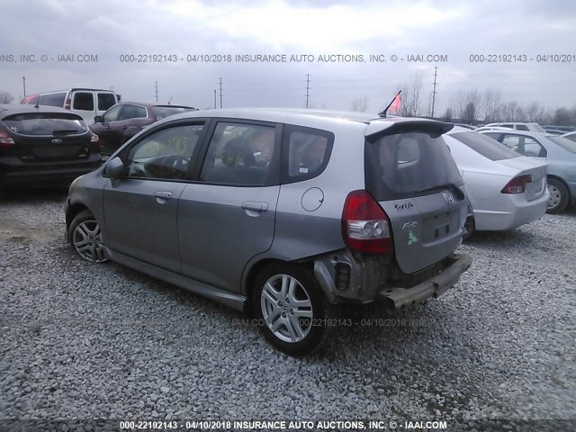 JHMGD38637S067721 - 2007 HONDA FIT S SILVER photo 3