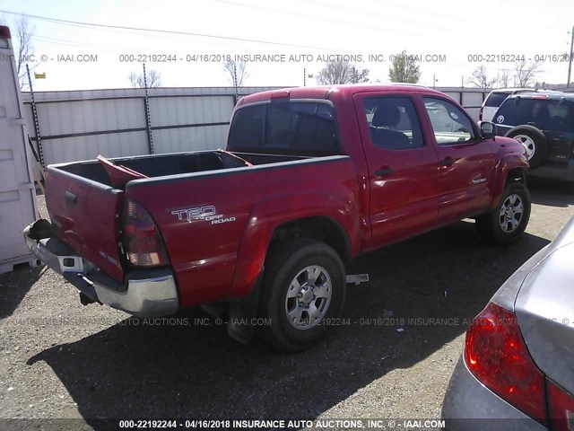 5TELU42N27Z362696 - 2007 TOYOTA TACOMA DOUBLE CAB RED photo 4