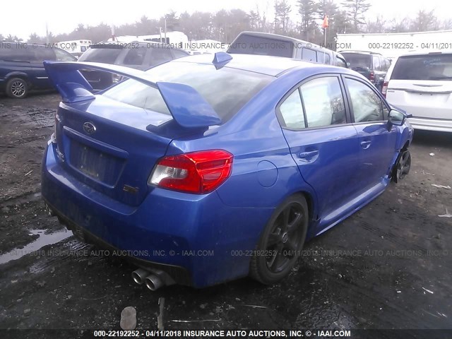 JF1VA2L61F9810682 - 2015 SUBARU WRX STI BLUE photo 4