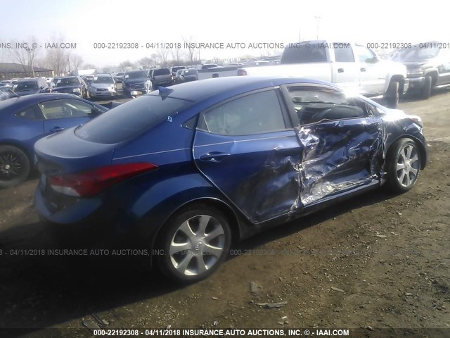 KMHDH4AE9DU514161 - 2013 HYUNDAI ELANTRA GLS/LIMITED BLUE photo 4