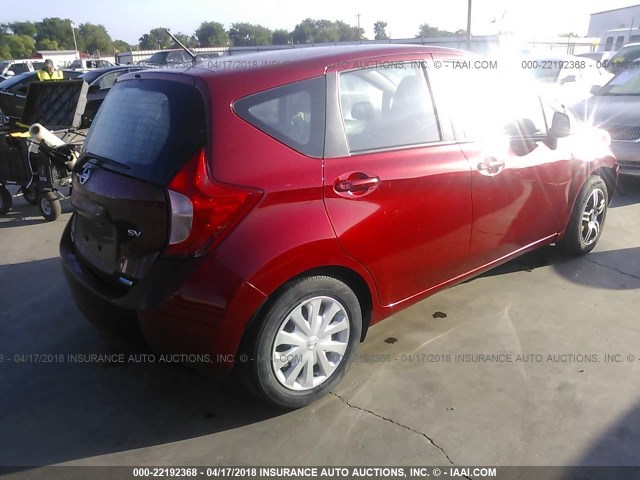 3N1CE2CP0EL410412 - 2014 NISSAN VERSA NOTE S/S PLUS/SV/SL RED photo 4