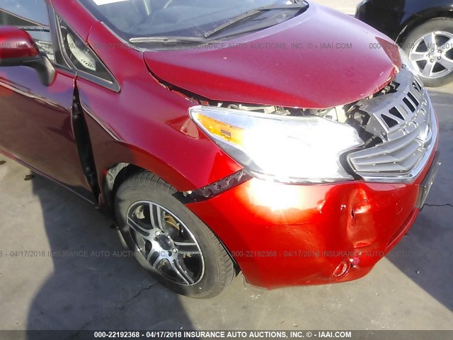 3N1CE2CP0EL410412 - 2014 NISSAN VERSA NOTE S/S PLUS/SV/SL RED photo 6