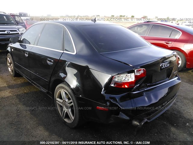 WAUAF78E28A136404 - 2008 AUDI A4 2.0T BLACK photo 3