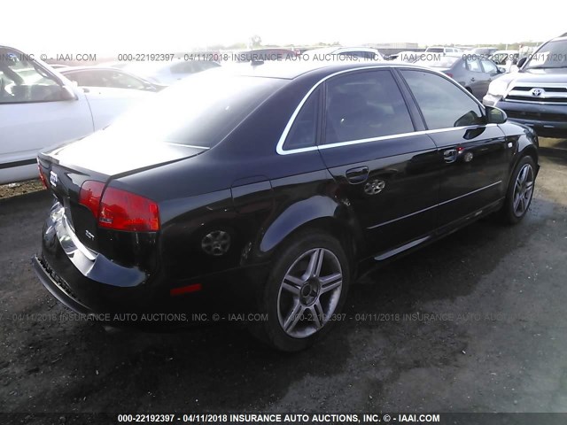 WAUAF78E28A136404 - 2008 AUDI A4 2.0T BLACK photo 4