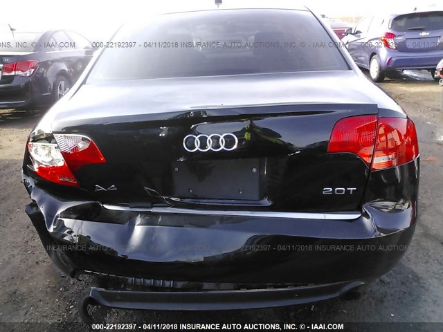 WAUAF78E28A136404 - 2008 AUDI A4 2.0T BLACK photo 6