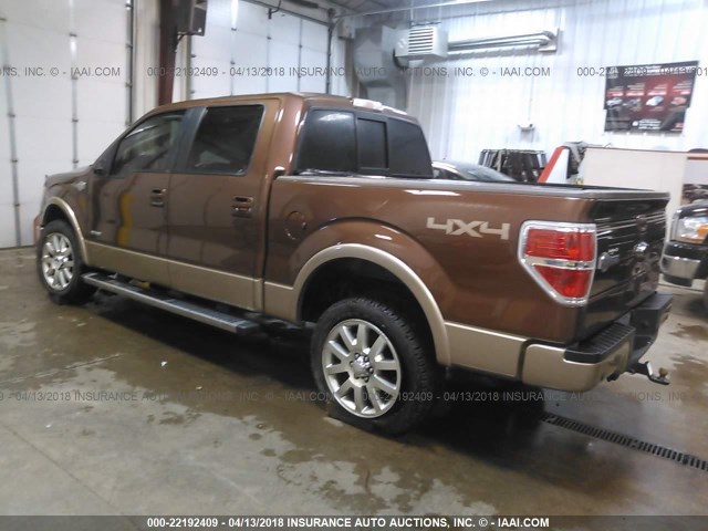 1FTFW1ET8CKD28955 - 2012 FORD F150 SUPERCREW BROWN photo 3