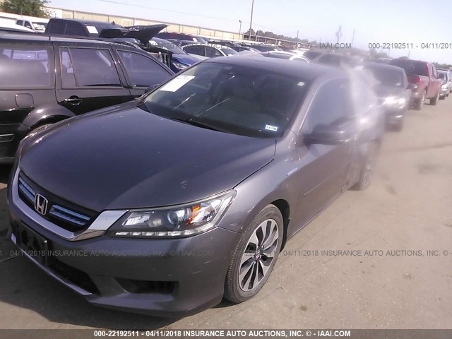 1HGCR6F55EA000300 - 2014 HONDA ACCORD HYBRID/EXL GRAY photo 2