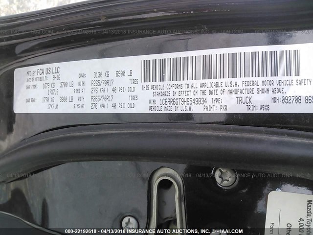 1C6RR6GT9HS549834 - 2017 RAM 1500 SLT Սև լուսանկար 9