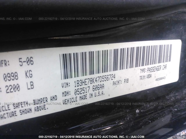 1B3HE78K47D556724 - 2007 DODGE CALIBER R/T BLACK photo 9