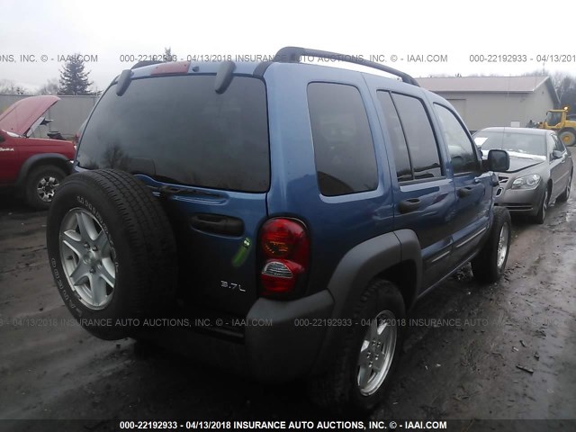 1J4GL48K14W249679 - 2004 JEEP LIBERTY SPORT BLUE photo 4