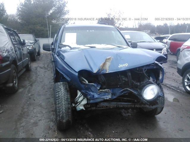 1J4GL48K14W249679 - 2004 JEEP LIBERTY SPORT BLUE photo 6