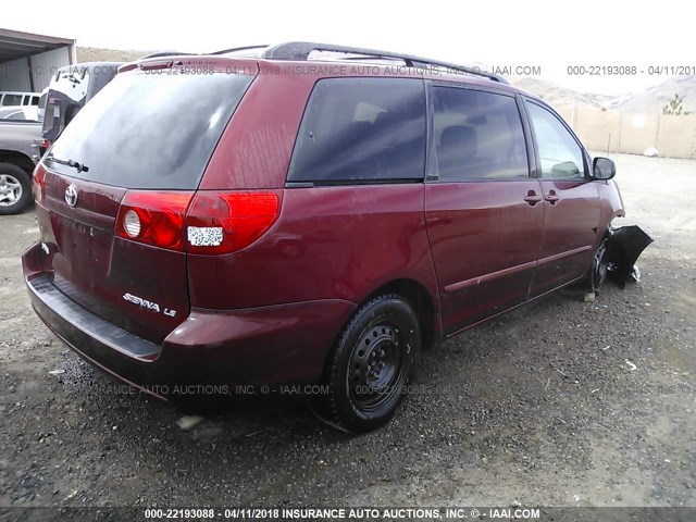 5TDZA23C66S559967 - 2006 TOYOTA SIENNA CE/LE RED photo 4