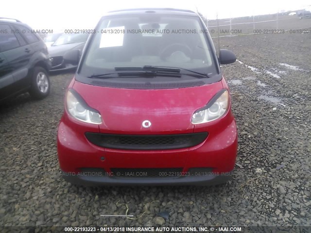 WMEEK31X29K241297 - 2009 SMART FORTWO PASSION RED photo 6