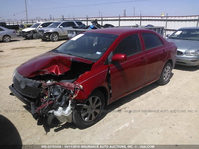 1NXBU40E19Z119547 - 2009 TOYOTA COROLLA S/LE/XLE RED photo 2