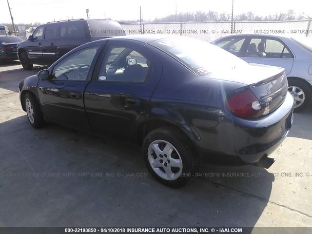 1B3ES46C12D527308 - 2002 DODGE NEON SE Dark Blue photo 3