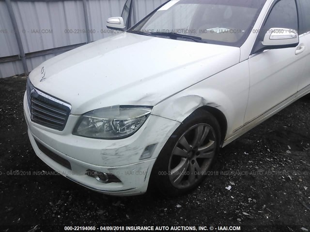 WDDGF54X98F143562 - 2008 MERCEDES-BENZ C 300 WHITE photo 6