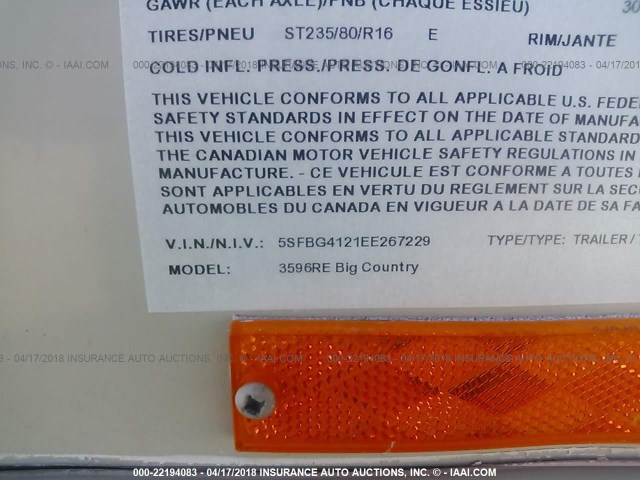 5SFBG4121EE267229 - 2014 HEARTLAND BIG COUNTRY  TAN photo 9