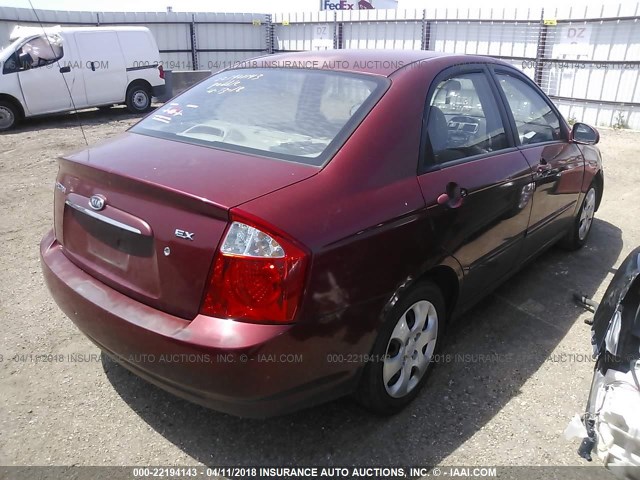 KNAFE121665282063 - 2006 KIA NEW SPECTRA LX/EX BURGUNDY photo 4