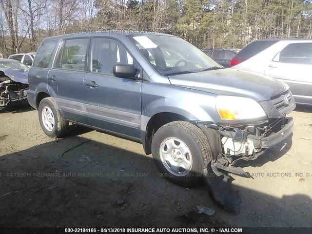 2HKYF18115H573200 - 2005 HONDA PILOT LX BLUE photo 1