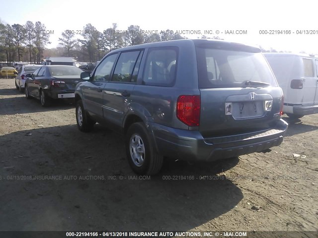 2HKYF18115H573200 - 2005 HONDA PILOT LX BLUE photo 3