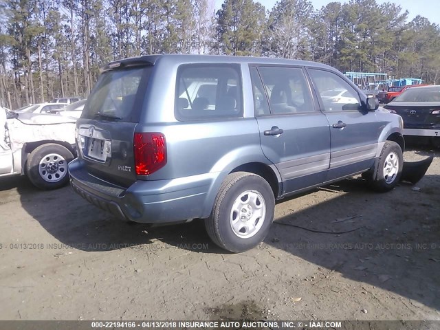 2HKYF18115H573200 - 2005 HONDA PILOT LX BLUE photo 4