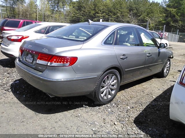 KMHFC46FX9A343017 - 2009 HYUNDAI AZERA SE/LIMITED TAN photo 4