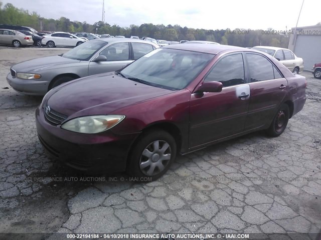 4T1BE32K52U096466 - 2002 TOYOTA CAMRY LE/XLE/SE წითელი ფოტო 2