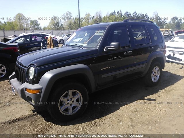 1J4GL48K82W263785 - 2002 JEEP LIBERTY SPORT BLACK photo 2