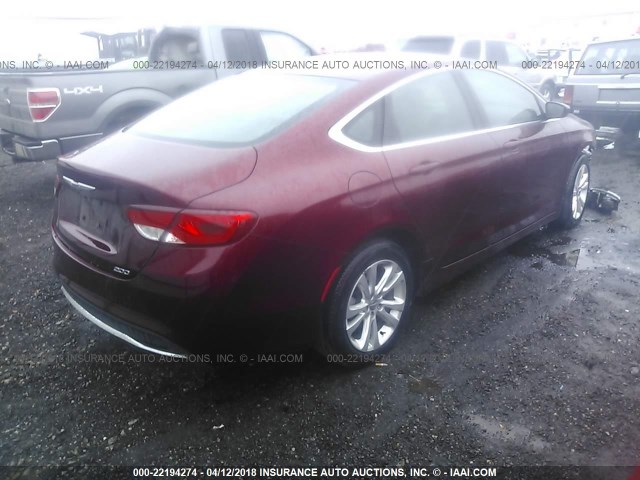 1C3CCCAB1FN623746 - 2015 CHRYSLER 200 LIMITED RED photo 4