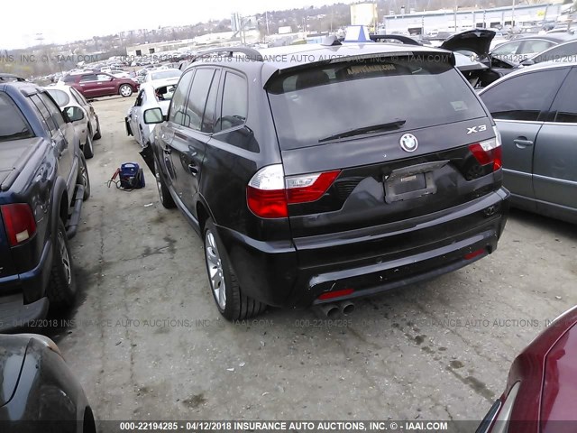 WBXPC93438WJ20492 - 2008 BMW X3 3.0SI BLACK photo 3