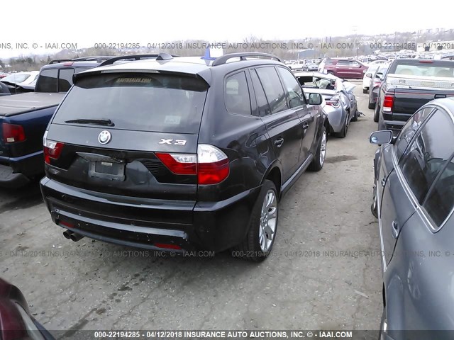 WBXPC93438WJ20492 - 2008 BMW X3 3.0SI BLACK photo 4