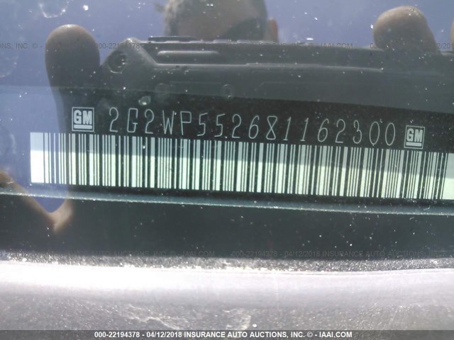 2G2WP552681162300 - 2008 PONTIAC GRAND PRIX ვერცხლისფერი ფოტო 9