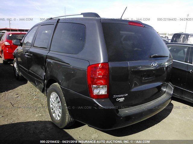 KNDMG4C76C6498221 - 2012 KIA SEDONA LX GRAY photo 3