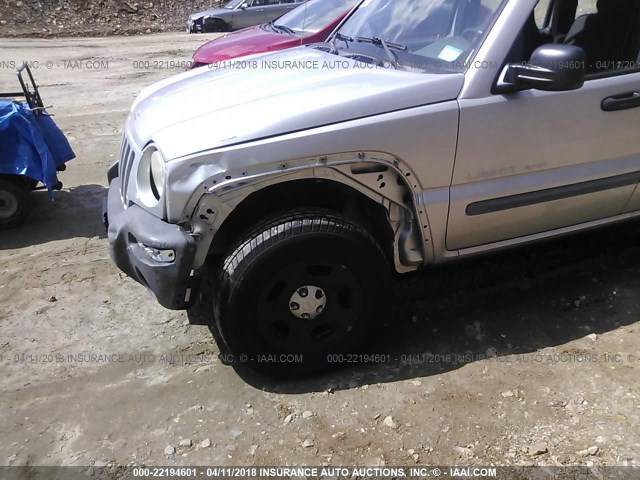 1J4GL48KX3W511004 - 2003 JEEP LIBERTY SPORT/FREEDOM SILVER photo 6