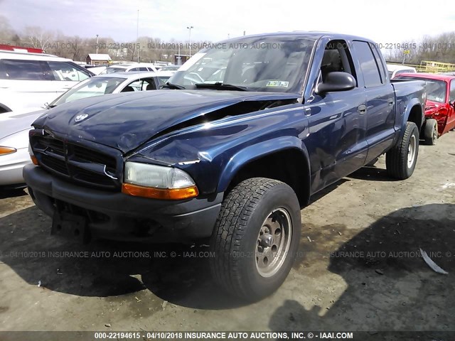 1D7HG38X13S226208 - 2003 DODGE DAKOTA QUAD SPORT BLUE photo 2