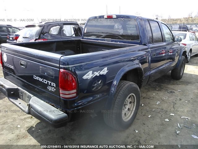 1D7HG38X13S226208 - 2003 DODGE DAKOTA QUAD SPORT BLUE photo 4