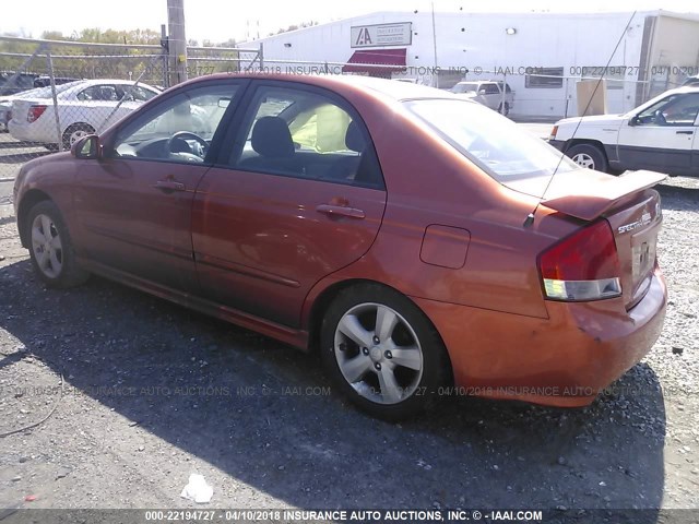 KNAFE121385014736 - 2008 KIA SPECTRA EX/LX/SX ORANGE photo 3