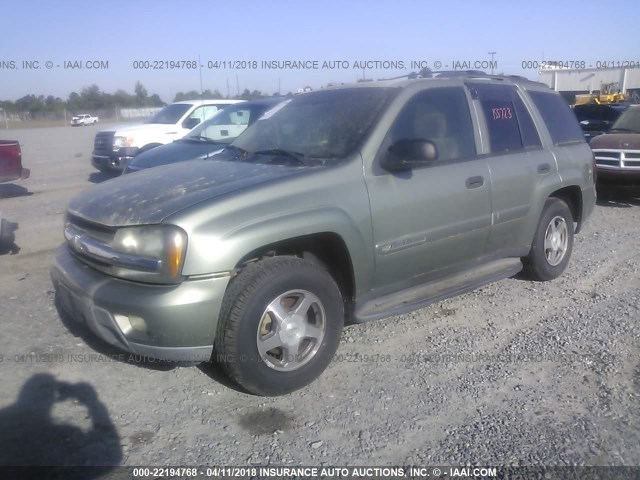 1GNDS13S932151580 - 2003 CHEVROLET TRAILBLAZER  GREEN photo 2