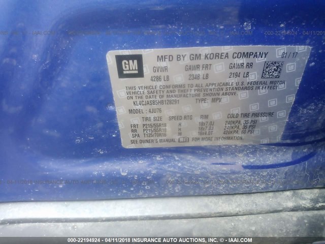 KL4CJASB5HB128291 - 2017 BUICK ENCORE PREFERRED Blau Foto 9