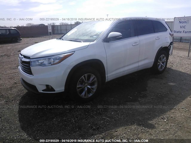 5TDZKRFH8FS077725 - 2015 TOYOTA HIGHLANDER LE/LE PLUS WHITE photo 2