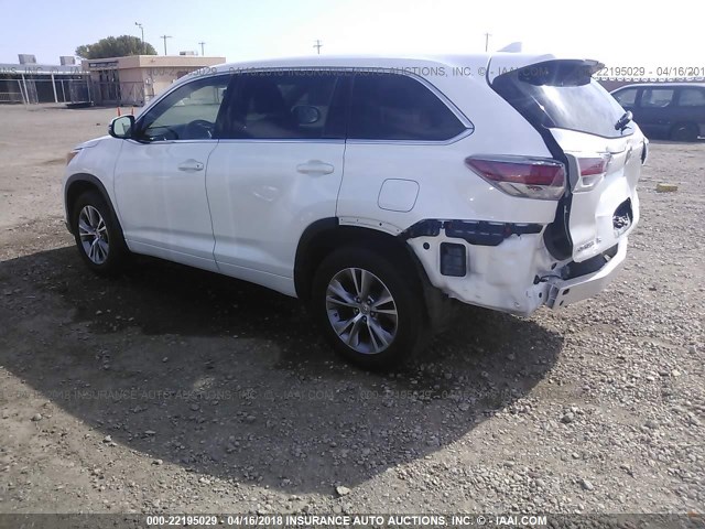 5TDZKRFH8FS077725 - 2015 TOYOTA HIGHLANDER LE/LE PLUS WHITE photo 3