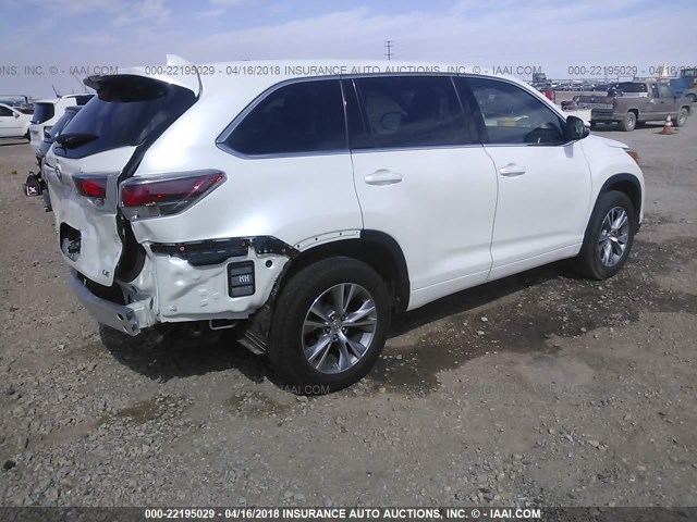 5TDZKRFH8FS077725 - 2015 TOYOTA HIGHLANDER LE/LE PLUS WHITE photo 4